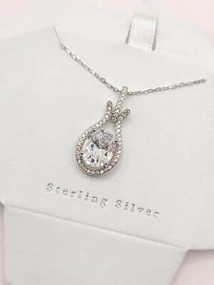 Collar Kay Outlet de zafiro blanco de corte ovalado creado en laboratorio de plata de ley de 18" Foto 1 de 4