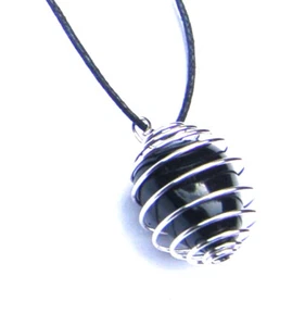 Dragon Glass Obsidian Crystal Tumblestone Pendant Coil GOT Ward off Whitewalkers - Picture 1 of 1