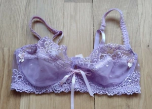 Sujetador Victoria's Secret 34DD púrpura sin forrar media malla bordado UW nuevo con etiquetas - Imagen 1 de 3
