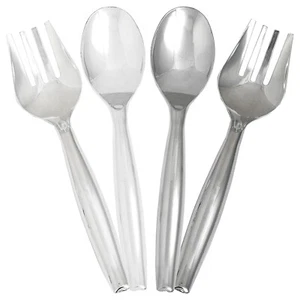 Serving Large Utensils Disposable Plastic Heavy Duty Serving Spoons or Forks - Picture 1 of 27