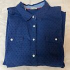 St.Johns Bay Womens Blouse Blue shirt button up classic Crafted XXL