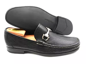 Men's Salvatore Ferragamo 'Magnifico' Gancini Bit Black Loafers Size US 7.5 - 1D - Picture 1 of 7