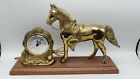 Vintage New Haven Western Saddled Horse Mantle Clock Brass 17-1/2" - Works
