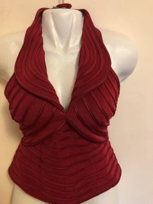 JS Collections Fancy Dressy Halter Sleeveless Top Burgundy Red Color, Size 4  - Image 1 of 4