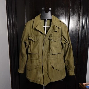 Vintage Original WWII M43 OG 107 Field Jacket Coat US Army w/ Hood Sz M/L - Picture 1 of 20