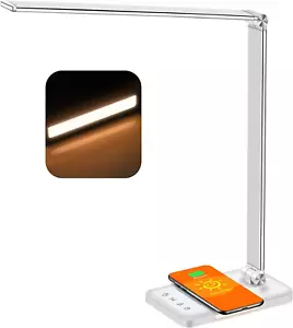 Multifunctional LED Desk Lamp with Wireless Charger, USB Charging Port, 5 Lighti - Picture 1 of 10