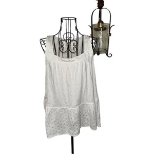 Anthropologie M White Eyelet Tank Top Tiered Cottagecore Capsule Classic Layer - Bild 1 von 6