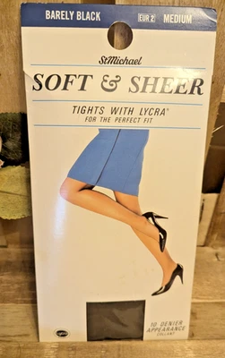 Vintage St Michael Soft And Sheer Tights Barely Black black sz Med - Image 1 of 4