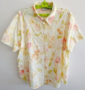 ZITRONENGRAS Damen 2x gelbe geblümte gewebte Button-Down Bluse mit Stickerei - Bild 1 von 9