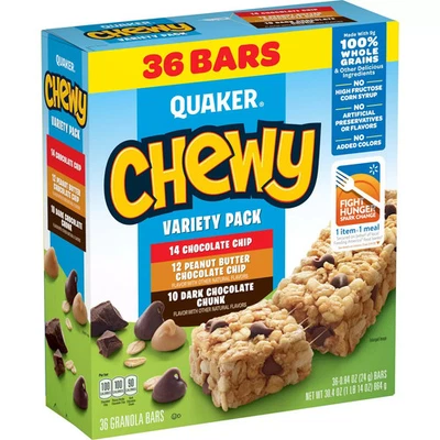 Quaker Chewy Granola Bars, 3 Flavor Variety Pack, 30.4 oz, 36 Count - Image 1 of 4