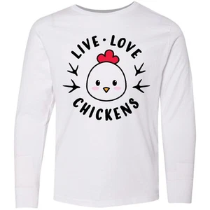 Inktastic Live Love Chickens Youth Long Sleeve T-Shirt Animals Chicken I Cute - Picture 1 of 4