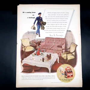 Coca Cola Soft Drink Advertisement 1943 Vintage Beverages B&W World War II - Picture 1 of 8