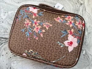 Travel Makeup Pouch Cosmetic Bag Guess Women O6724050 Pandore Mocha Multi Flora - Picture 1 of 6
