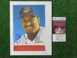JUAN GONZALEZ FIRMATO CLEVELAND INDIANS 8,5x11 Topps Gallery CARTOLINA FOTO JSA COA - Foto 1 di 4