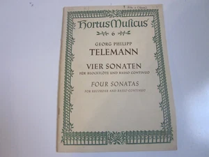 Georg Telemann Four Sonatas for Recorder and Basso continuo - Hortus Musicus 6 - Picture 1 of 2