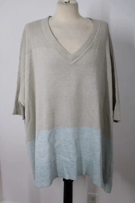 Suéter Acrobat XS/S Beige Azul Color Bloques Cuadrado Túnica Mezcla Lana Foto 1 de 4