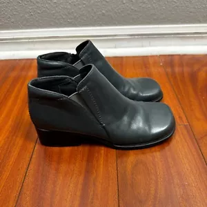 Markon Womens Queen Size 6M Grey Leather Ankle Boots Booties - Picture 1 of 6