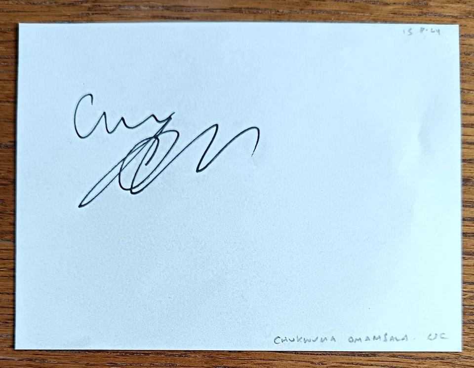 Chukwuma Omambala, Dr Who, Liar, Magpie Murders Personally Signed Page AFTAL COA - Image 1 of 1