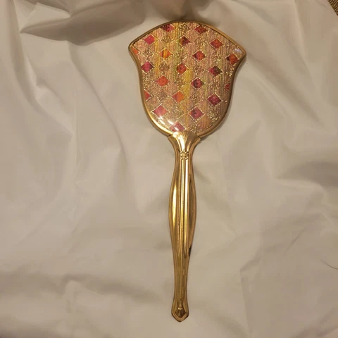 Vtg  Hollywood  Regency Harlequin  Mirror Pink/Gold Cover