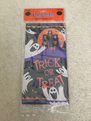 Halloween Trick of Treat Ghosts Theme 8 Party Loot Paper Bags Carlton Cards NEW - Image 1 of 4