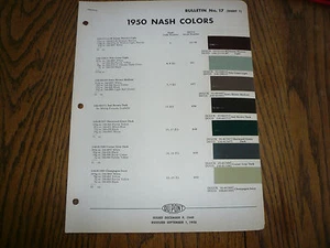 1950 Nash DuPont Dulux Color Chip Paint Sample - Vintage - Picture 1 of 2