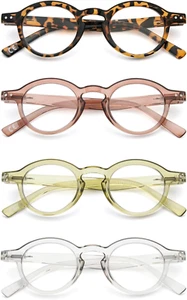 4-Pack Small round Reading Glasses Comfortable Readers Colored Stylish Frame ... - Picture 1 of 2
