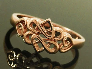 R064- LOVELY 9ct Solid Rose Gold Filigree Keltic / CELTIC Ring size O - Picture 1 of 2