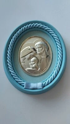 QUADRETTO SOPRA-CULLA NEONATO ARGENTO REGALO BATTESIMO nuovo scatola originale - Immagine 1 di 4