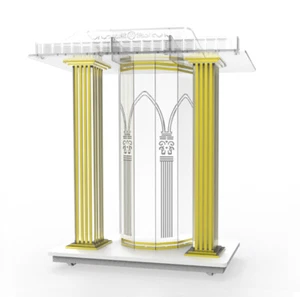 Luxury Acrylic Podium Plaxiglass Pulpit Wheel Rolling Lectern Church Pulpit - Picture 1 of 4