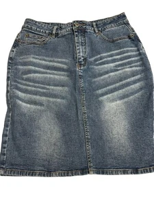 Vintage Y2K Retro 90’s Route 66 Stretch Denim Mini Skirt Sz 10 100% Cotton Jeans - Picture 1 of 3
