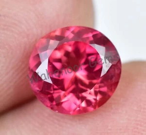 Natural Rubellite Tourmaline 4.10 Ct Red Pink Round Certified Loose Gemstone - Picture 1 of 5