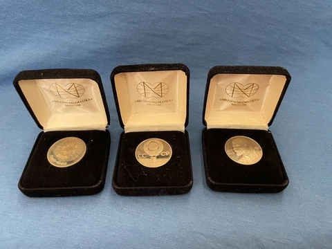 Lot of 3 USSR Soviet Union PROOF COINS from 1980s Lenin Great Patriotic War Vtg Cover