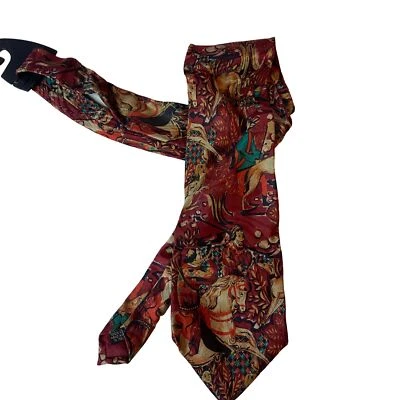 Enrico Coveri 100%真丝多色马狗领带 — 第 1/4 张图片