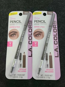 New with box - 2 Dark Brown Brow Pencil Spoolie Included C68634 L.A. Colors - Picture 1 of 1