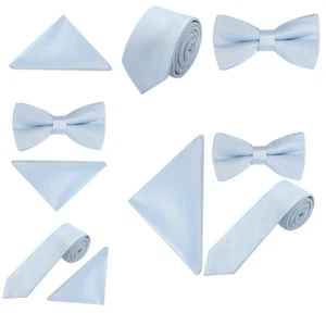 Pastel Pastel Blue Tie pocket square Bow tie Hanky Wedding formal Prom Races - Picture 1 of 20