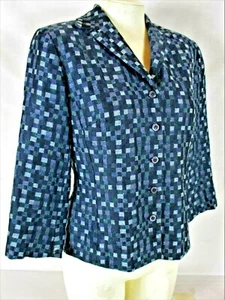 Gianni womens Sz 8 3/4 sleeve blue WOOL blend button up FULLY LINED jacket (Y)pm - Picture 1 of 10