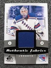 2010-11 UPPER DECK SP GAME USED HENRIK LUNDQVIST AUTHENTIC FABRICS JERSEY#AF-HL