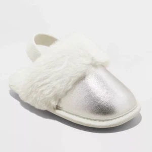 Cat & Jack Toddler Lila Metallic Scuff Slippers Shoes, Silver, Valentine's Day - Picture 1 of 4