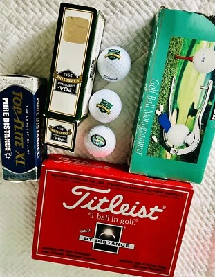 18 个高尔夫球标题列表,斯伯丁,PGA,Top Elite + Pinnacle PLUS 一个Monogrammer — 第 1/4 张图片