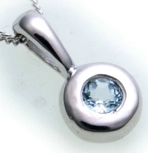 Colgante Topacio Oro Genuino 585 Mujer 14kt Oro Blanco Topacio Azul - Imagen 1 de 2