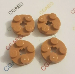 2 x Lego 4032 Plate, Round 2 x 2 with Axle Hole - MEDIUM NOUGAT - Imagen 1 de 1