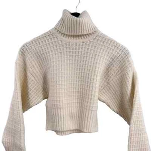 For Love and Lemons Cream Cropped Cozy Knit Turtleneck Sweater XXS New - Picture 1 of 6