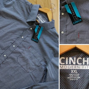 CINCH Button Shirt Men's 2XL Blue Geometric Print Western Cowboy Workwear Grunge - Picture 1 of 6