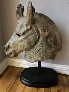 Estatua de bronce vintage con cabeza de caballo busto pátina pesada 14 libras. - Imagen 1 de 13