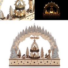 Großer Schwibbogen mit LED Beleuchtung, Timer & drehender Pyramide Lichterbogen