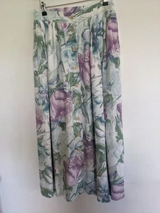 Mondi Vintage Lilac/White /Green Pattern Button Through Maxi Skirt 28 In Waist - Picture 1 of 5