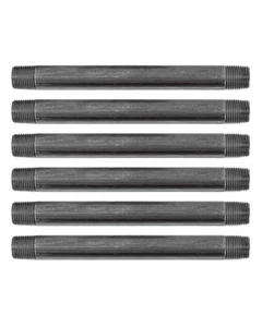 PIPE DÉCOR 1/2” x 8” Malleable Cast Iron Pipe Nipple, Pre Cut Connectors, Ind... - Picture 1 of 9