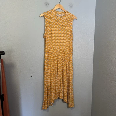 Anthropologie Maeve Palais Yellow Printed Swing Dress Sleeveless Stretch XL Boho - Image 1 of 4