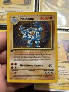 Machamp 8/102 HOLO PRIMA EDIZIONE Set Base Rara Pokemon Italiana Poor Inked - Foto 1 di 17