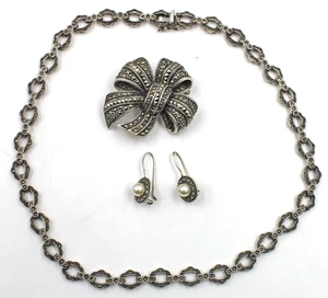 LOTE de pendientes, collar y broche de arco Judith Jack de plata esterlina y marcasita - Imagen 1 de 10